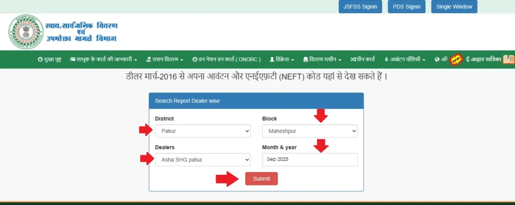 AaharJharkhand PDS Allocation Report